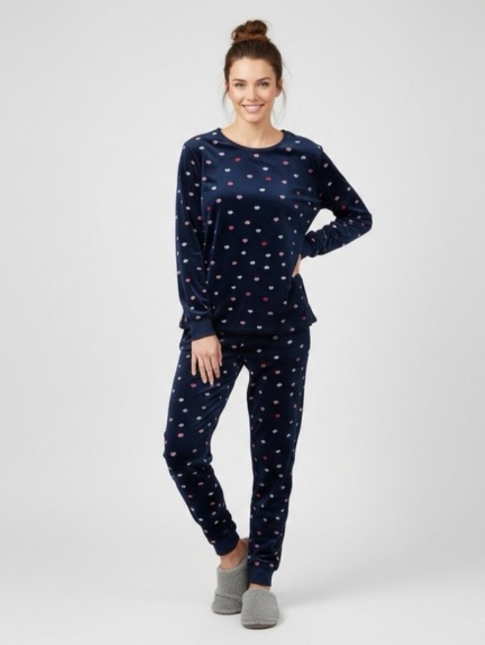 Kate Spade Navy/Pink Lip-Print Pajama Set - Soft Sleepwear Set